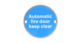 76mm Dia Automatic Fire Door Keep Clear Sign Brass BS5499 7.70