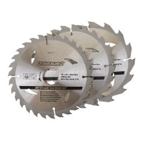 TCT Circular Saw Blades Silverline 165mm Pack of 3 23.56