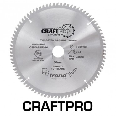 Trend Circular Saw Blade for Aluminium Plastic & Worktops CSB/AP16052 CraftPro TCT 160mm 52T 20mm
