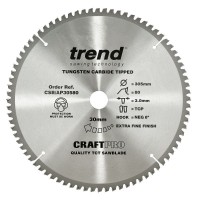 Trend Circular Saw Blade for Aluminium Plastic & Worktops CSB/AP30580 CraftPro TCT 305mm 80T 30mm 58.95