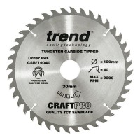 Trend Circular Saw Blade CSB/19040 CraftPro TCT 190mm 40T 30mm 26.94