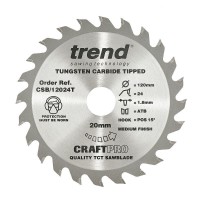 Trend Circular Saw Blade CSB/12024T CraftPro TCT 120mm 24T 20mm 18.70