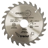 Trend Circular Saw Blade CSB/16524TA CraftPro TCT 165mm 24T 10mm Thin 24.45
