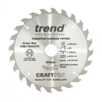 Trend Circular Saw Blade CSB/19024TC CraftPro 190mm x 24T x 30mm x 1.55mm 26.54