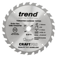 Trend Circular Saw Blade Craft Pro CSB/19024TW 190mm x 24T Wormdrive 25.02