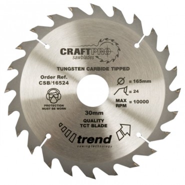 Trend Circular Saw Blade CSB/18424 CraftPro TCT 184mm 24T 16mm