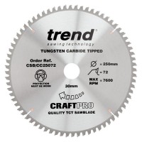 Trend Circular Saw Blade CSB/CC25072 CraftPro TCT Mitre Saw Crosscutting 250mm 72T 30mm 46.97