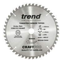 Trend Circular Saw Blade CSB/CC19048T CraftPro TCT Mitre Saw Crosscutting 190mm 48T 20mm 27.73