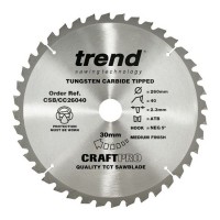 Trend Circular Saw Blade CSB/CC26040 CraftPro TCT Mitre Saw Crosscutting 260mm 40T 30mm 34.42