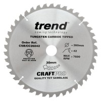 Trend Circular Saw Blade CSB/CC26042 CraftPro TCT Mitre Saw Crosscutting 260mm 42T 30mm 37.18