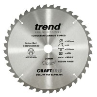 Trend Circular Saw Blade CSB/CC30540 CraftPro Mitre Saw Crosscutting 305mm 40T 30mm 2mm 43.03