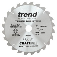 Trend Circular Saw Blade CSB/CC25024 CraftPro TCT Mitre Saw Crosscutting 250mm 24T 30mm 34.73