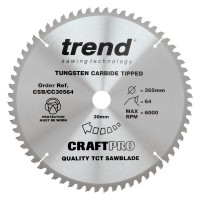 Trend Circular Saw Blade CSB/CC30564 CraftPro TCT Mitre Saw Crosscutting 305mm 64T 30mm 52.33