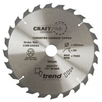 Trend Circular Saw Blade CSB/25024 CraftPro TCT 250mm 24T 30mm 33.87