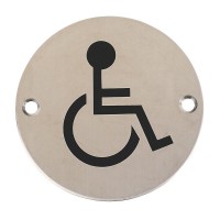 Disabled Toilet Sign Symbol 76mm Diameter PSS 5.42