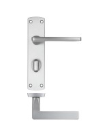 Door Handles Stanza Leon Bathroom Lock on Backplate Satin Chrome ZPA013-SC 13.98