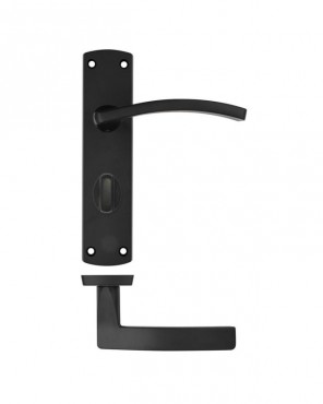 Door Handles Stanza Toledo Bathroom Lock on Backplate Matt Black ZPA033-MB