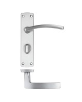 Door Handles Stanza Toledo Bathroom Lock on Backplate Satin Chrome ZPA033-SC 13.98