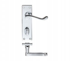 Project Door Handles Victorian Scroll Bathroom Lock Polished Chrome 13.62