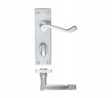 Project Door Handles Victorian Scroll Bathroom Lock Satin Chrome 13.62
