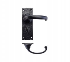 Foxcote Foundries FF113 Traditional Lever Bathroom Lock Door Handles Black Antique 23.64