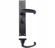 Foxcote Foundries FF513 Slimline Thumb Long Backplate Bathroom Lock Door Handles Black Antique 29.86