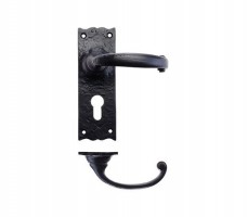 Foxcote Foundries FF111EP Traditional Euro Profile Lock Door Handles Black Antique 20.06