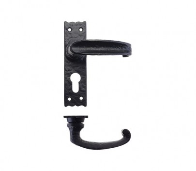 Foxcote Foundries FF211EP Slimline Thumb Euro Profile Lock Door Handles Black Antique