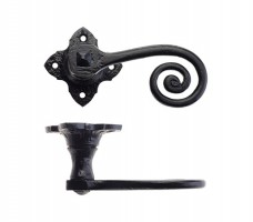 Foxcote Foundries FF400 Curly Tail Lever Door Handles on Square Rose Black Antique 14.40