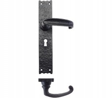 Foxcote Foundries FF511 Slimline Thumb Long Backplate Lever Lock Door Handles Black Antique 26.23