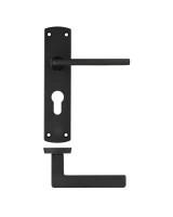 Door Handles Stanza Leon Euro Profile Lock on Backplate Matt Black ZPA011EP-MB 10.28