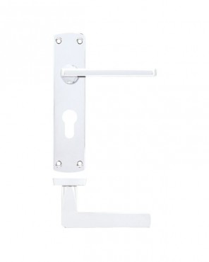 Door Handles Stanza Leon Euro Profile Lock on Backplate Polished Chrome ZPA011EP-CP