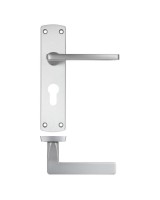 Door Handles Stanza Leon Euro Profile Lock on Backplate Satin Chrome ZPA011EP-SC 11.92