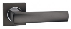 Door Handles on Square Rose Fortessa Omega Gun Metal Grey & Polished Chrome 39.15