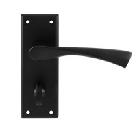 Serozzetta Venti Lever Bathroom Lock Door Handles on Plate SZR023MB Matt Black 20.74