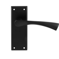 Serozzetta Venti Lever Latch Door Handles on Plate SZR022MB Matt Black 18.34