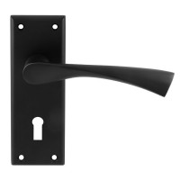 Serozzetta Venti Lever Lock Door Handles on Plate SZR021MB Matt Black 18.34