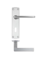 Door Handles Stanza Leon Lock on Backplate Satin Chrome ZPA011-SC 11.92