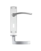 Door Handles Stanza Toledo Lock on Backplate Satin Chrome ZPA031-SC 11.92
