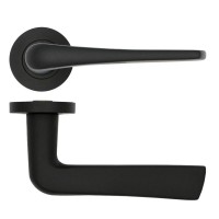 Door Handles Rosso Tecnica Como Lever on Round Rose RT020PCB Powder Coated Black 33.02