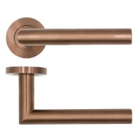 Door Handles Rosso Tecnica Lugano Lever on Round Rose RT010PVDBZ PVD Satin Bronze 24.33