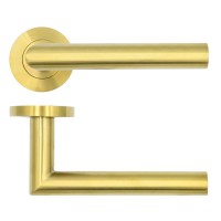 Door Handles Rosso Tecnica Lugano Lever on Round Rose RT010PVDSB PVD Satin Brass 24.33