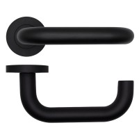 Door Handles Rosso Tecnica Maggiore Lever on Round Rose RT030PCB Powder Coated Black 24.33