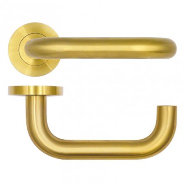 Door Handles Rosso Tecnica Maggiore Lever on Round Rose RT030PVDSB Satin Brass