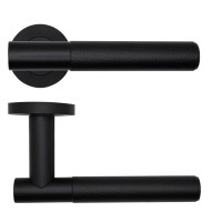 Door Handles Rosso Tecnica Orta Lever on Round Rose RT060PCB Powder Coated Black 51.99