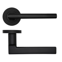 Door Handles Rosso Tecnica Varese Lever on Round Rose RT040PCB Powder Coated Black 33.29