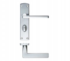 Zoo Door Handles Leon Bathroom Lock on Backplate Satin Chrome 18.32