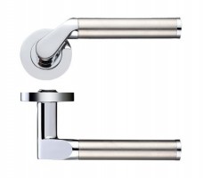 Stanza Door Handles Venus Lever on Screw On Rose Dual Finish Polished Chrome & Satin Stainless 23.06