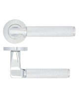 Door Handles Stanza Bilbao Lever on Round Rose Polished Chrome ZPA090-CP 17.62