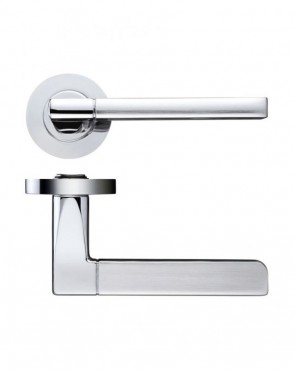 Door Handles Stanza Venice Lever on Round Rose Satin & Polished Chrome ZPZ070SCCP